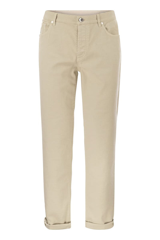 Five-pocket traditional fit trousers in light comfort-dyed denim - VOGUERINI