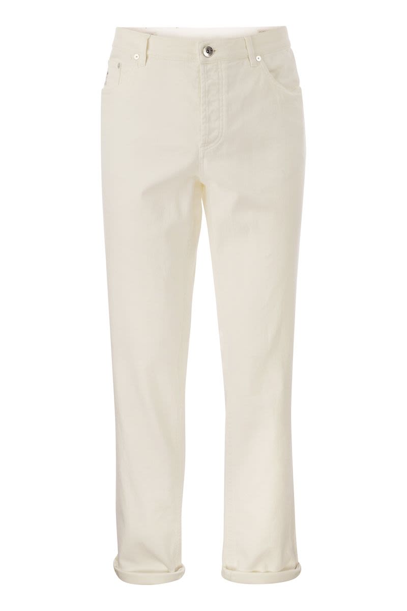 Five-pocket traditional fit trousers in light comfort-dyed denim - VOGUERINI