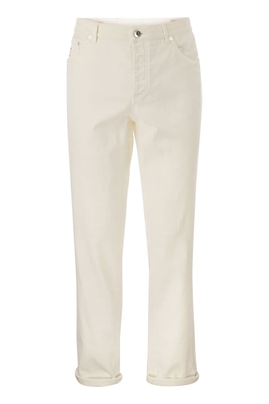 Five-pocket traditional fit trousers in light comfort-dyed denim - VOGUERINI