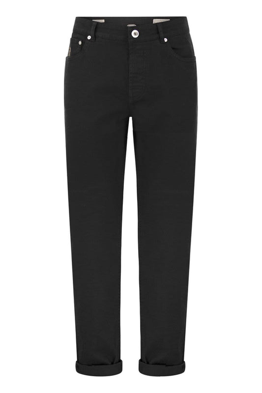 Five-pocket traditional fit trousers in light comfort-dyed denim - VOGUERINI