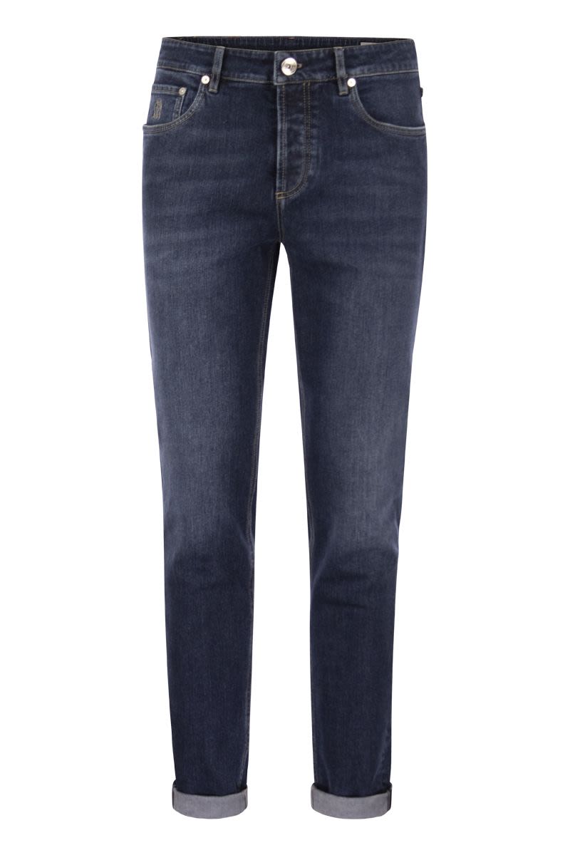 Five-pocket slim fit trousers in comfort denim - VOGUERINI