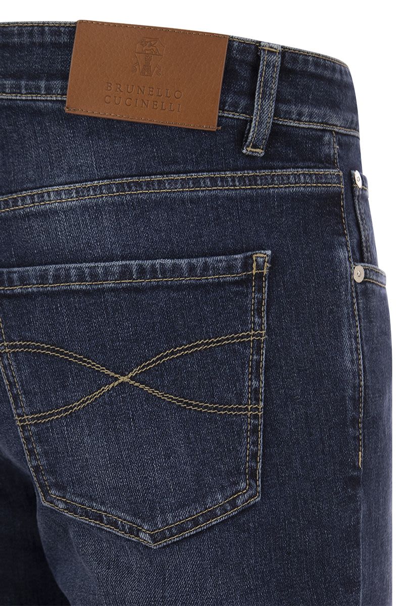 Five-pocket slim fit trousers in comfort denim - VOGUERINI