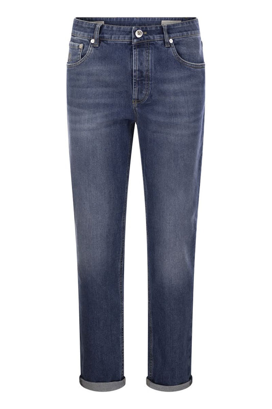 Five-pocket slim fit trousers in comfort denim - VOGUERINI