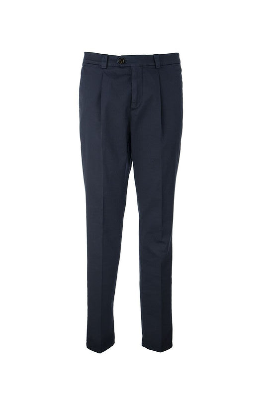 Garment-dyed Leisure Fit Trousers in American Pima Comfort Cotton with Pleats - VOGUERINI