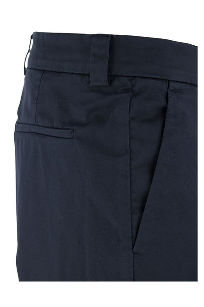 Garment-dyed Leisure Fit Trousers in American Pima Comfort Cotton with Pleats - VOGUERINI