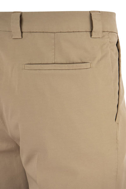 Garment-dyed Leisure Fit Trousers in American Pima Comfort Cotton with Pleats - VOGUERINI