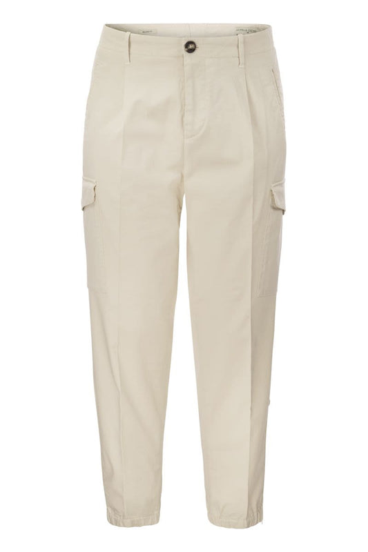 Cotton gabardine trousers with cargo pockets - VOGUERINI