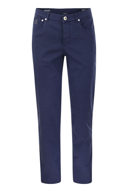 Five-pocket Italian fit cotton gabardine trousers