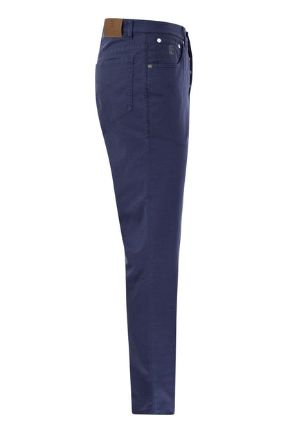 Five-pocket Italian fit cotton gabardine trousers