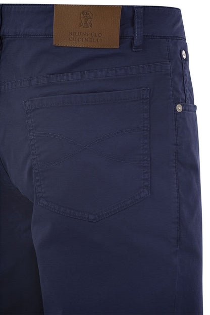 Five-pocket Italian fit cotton gabardine trousers