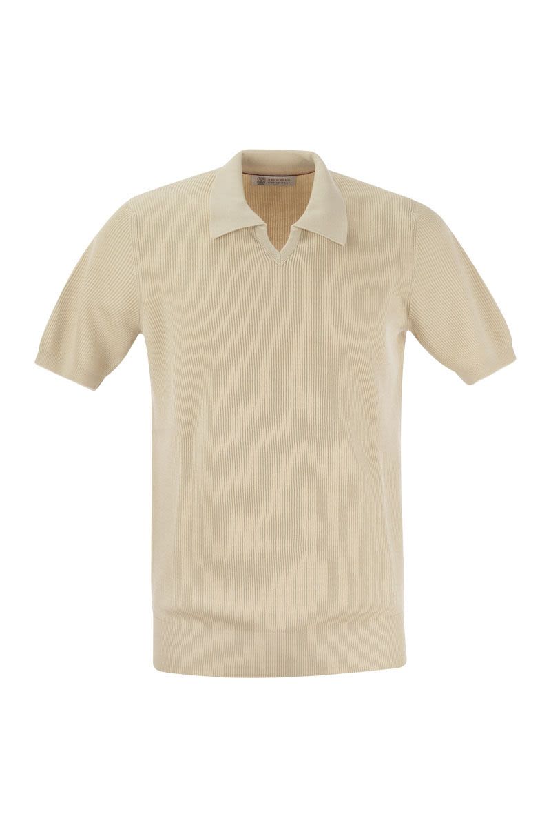 Cotton rib knit polo shirt - VOGUERINI