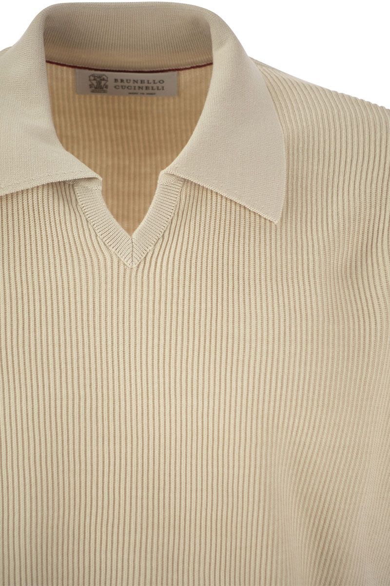 Cotton rib knit polo shirt - VOGUERINI