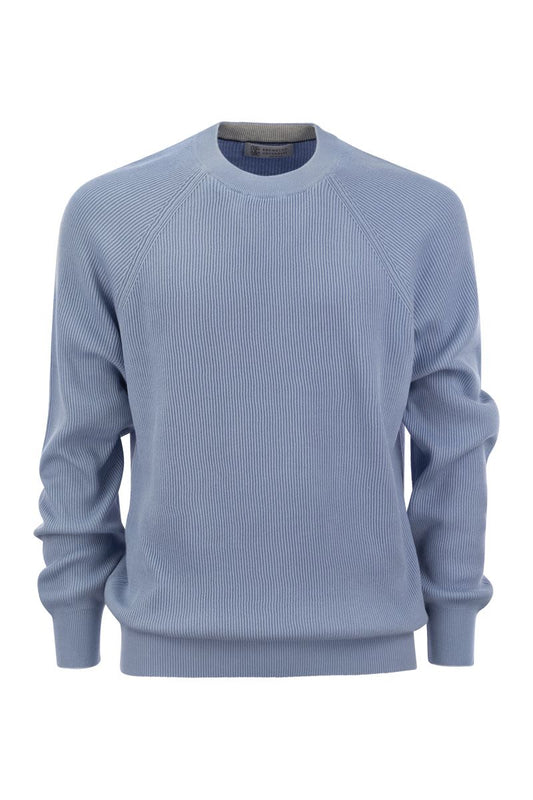Cotton rib sweater with raglan sleeve - VOGUERINI