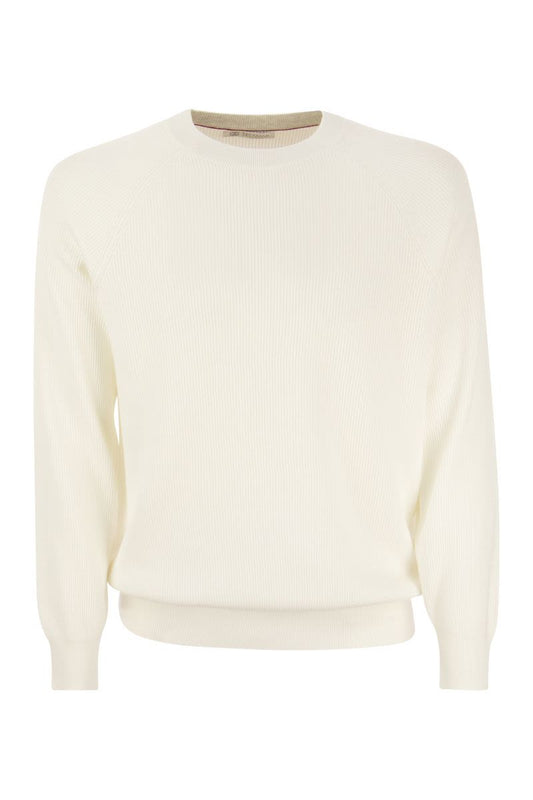 Cotton rib sweater with raglan sleeve - VOGUERINI