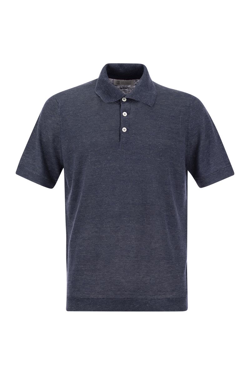 Linen and cotton knit polo shirt - VOGUERINI