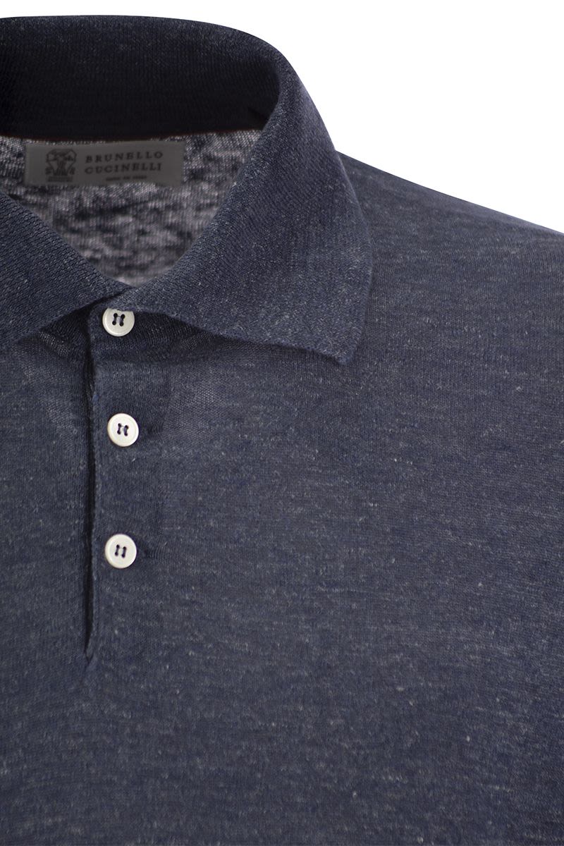 Linen and cotton knit polo shirt - VOGUERINI