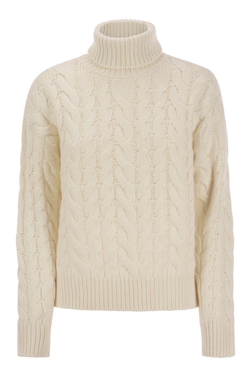 Cashmere and silk Diamond braid sweater - VOGUERINI