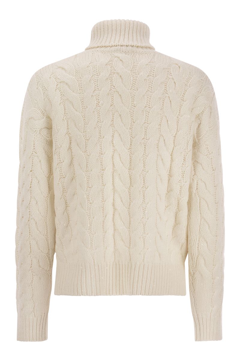 Cashmere and silk Diamond braid sweater - VOGUERINI