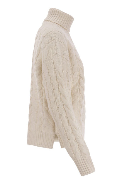 Cashmere and silk Diamond braid sweater - VOGUERINI