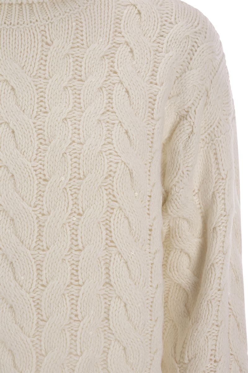 Cashmere and silk Diamond braid sweater - VOGUERINI