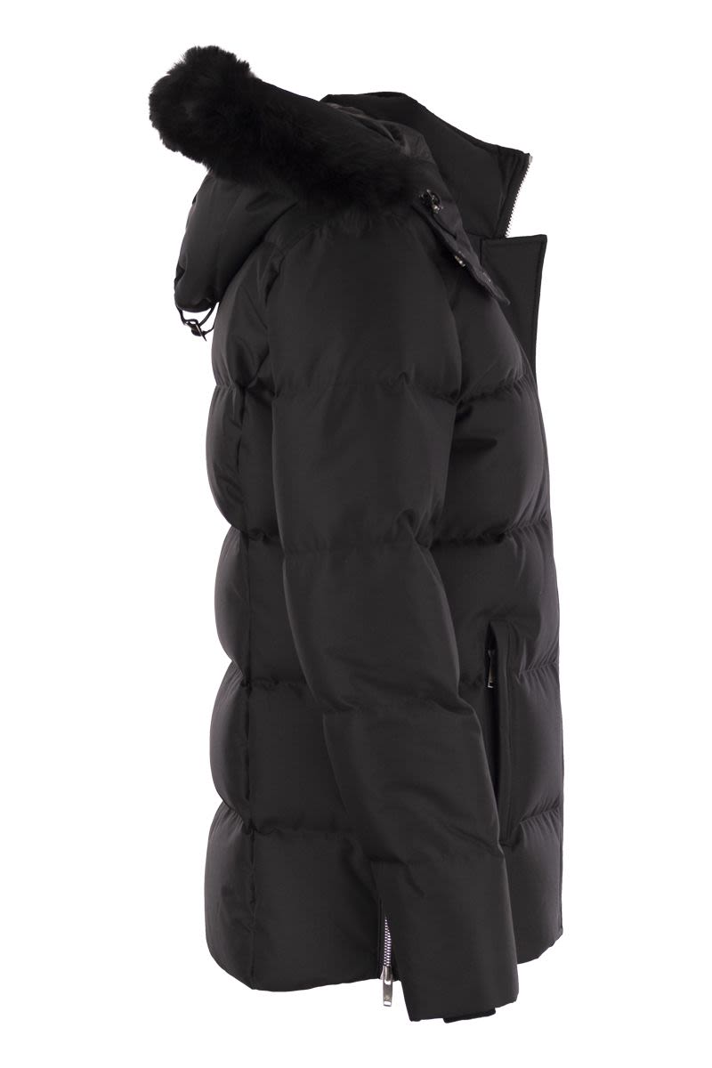 CLOUD 3Q - Down jacket with hood and fur - VOGUERINI