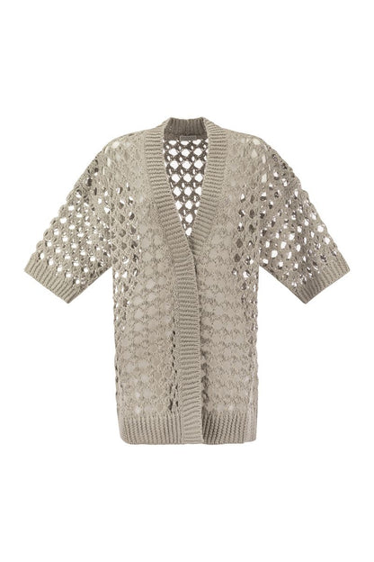 Jute and cotton Mesh cardigan - VOGUERINI