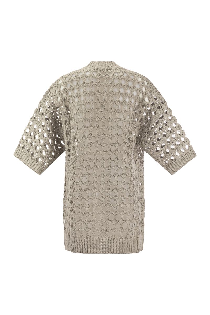 Jute and cotton Mesh cardigan - VOGUERINI