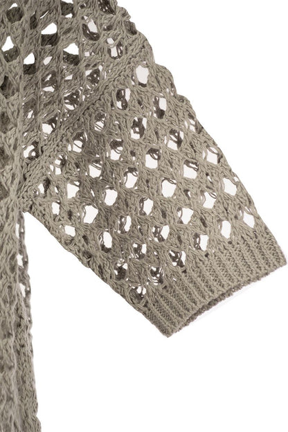 Jute and cotton Mesh cardigan - VOGUERINI