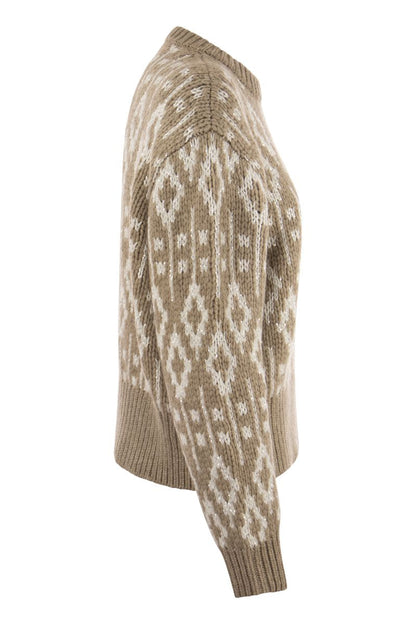 Dazzling Vintage Jacquard Cashmere Sweater Feather - VOGUERINI