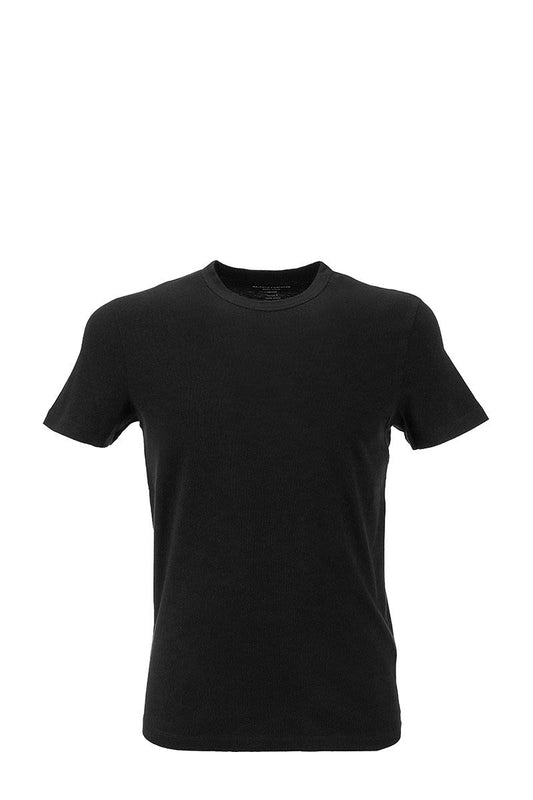 Black crew neck t-shirt in silk touch cotton - VOGUERINI