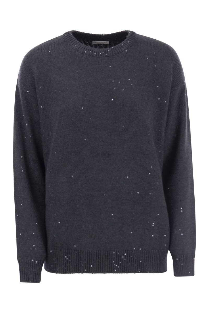 Diamante cashmere and silk crew-neck sweater - VOGUERINI