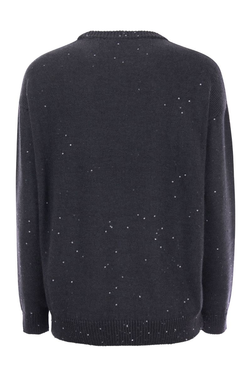 Diamante cashmere and silk crew-neck sweater - VOGUERINI