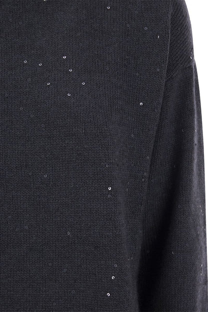 Diamante cashmere and silk crew-neck sweater - VOGUERINI