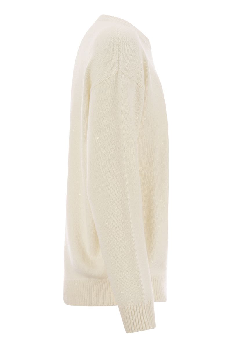 Diamante cashmere and silk crew-neck sweater - VOGUERINI