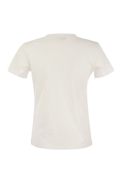 Cotton T-shirt with velvet logo - VOGUERINI