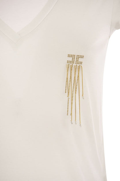 Jersey t-shirt with chain detail - VOGUERINI