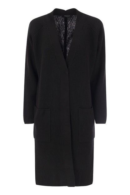 Wool, silk and cashmere blend long cardigan - VOGUERINI
