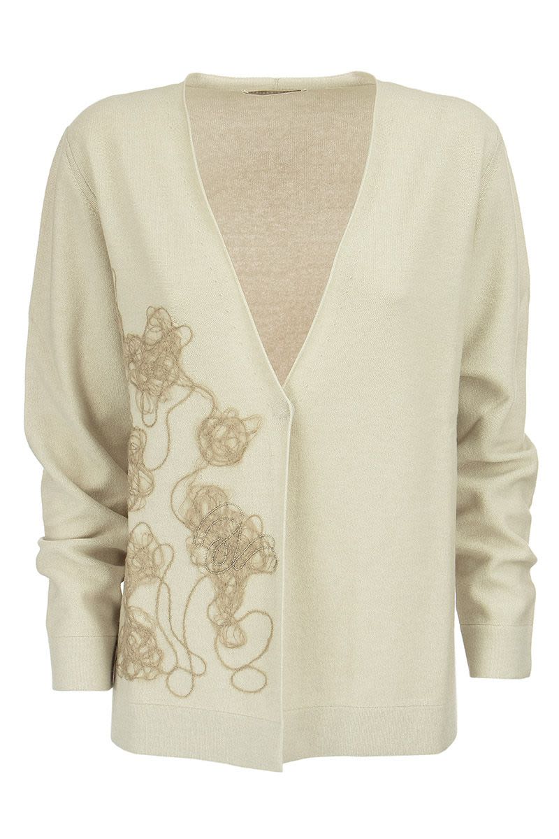 Wool, Silk and Cashmere Cardigan - VOGUERINI