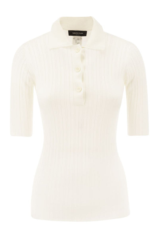 Silk and cotton blend polo shirt - VOGUERINI