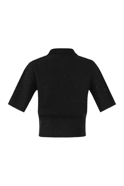 Short-sleeved polo shirt with sequins