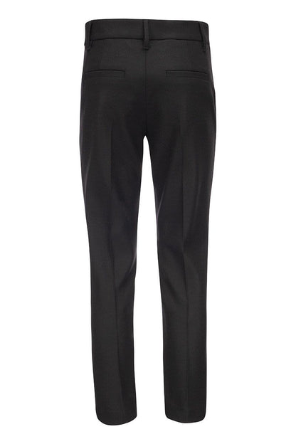 Slim cigarette trousers in stretch virgin wool cover-up with ankle slit - VOGUERINI