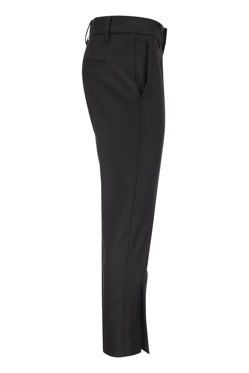 Slim cigarette trousers in stretch virgin wool cover-up with ankle slit - VOGUERINI