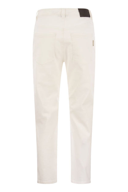 Baggy trousers in garment-dyed comfort denim with Shiny Tab - VOGUERINI