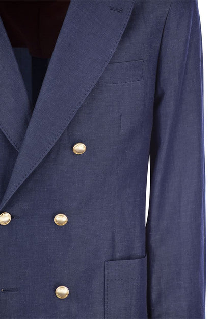 Single-breasted jacket in wool and linen twill - VOGUERINI