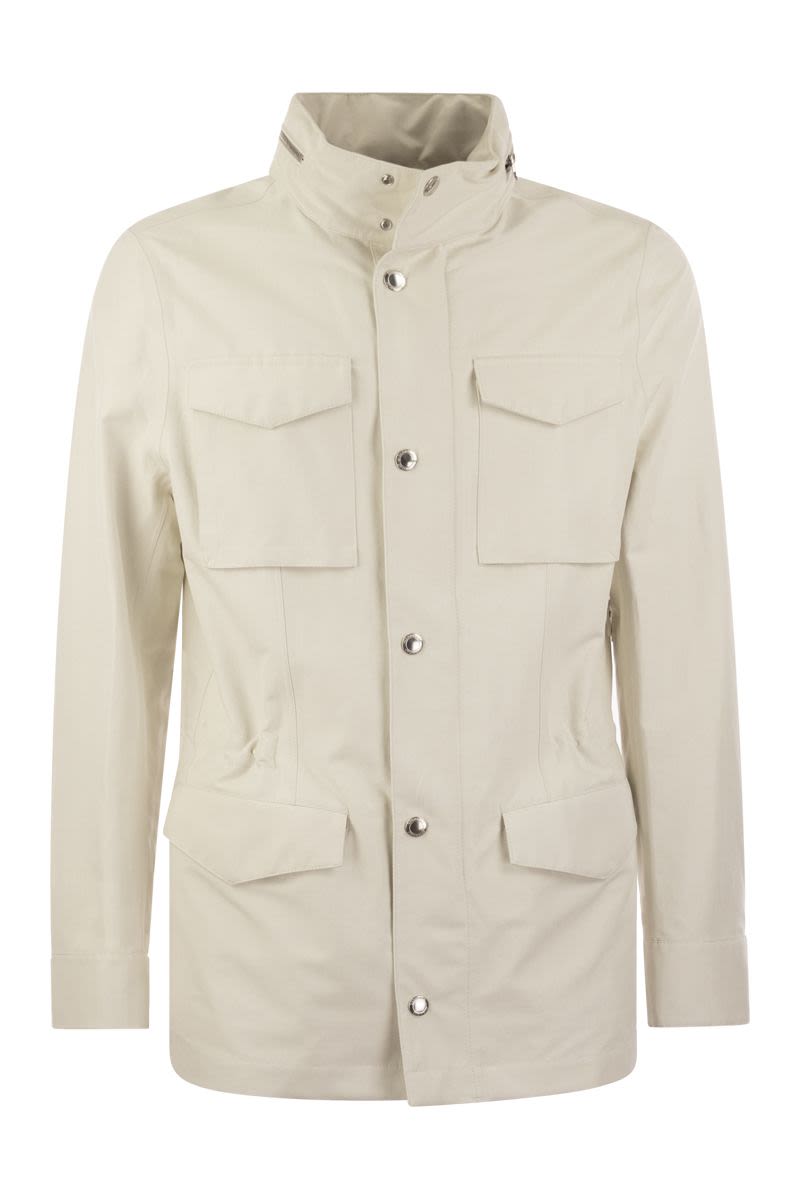 Field Jacket in linen and silk membrane panama with heat tapes