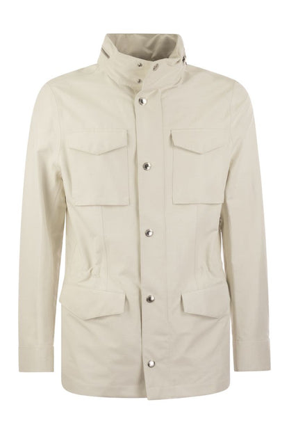 Field Jacket in linen and silk membrane panama with heat tapes