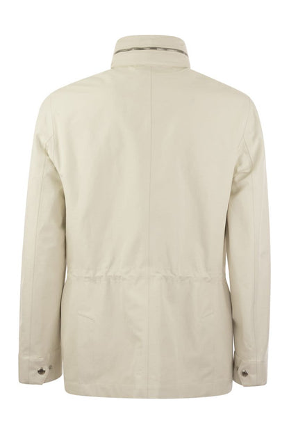 Field Jacket in linen and silk membrane panama with heat tapes