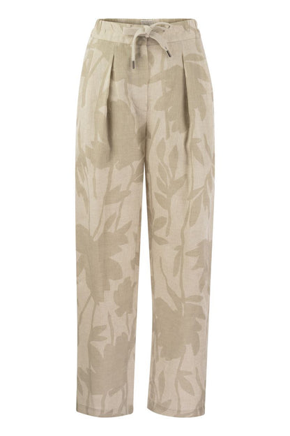 Ramage Print Linen Slouchy Trousers