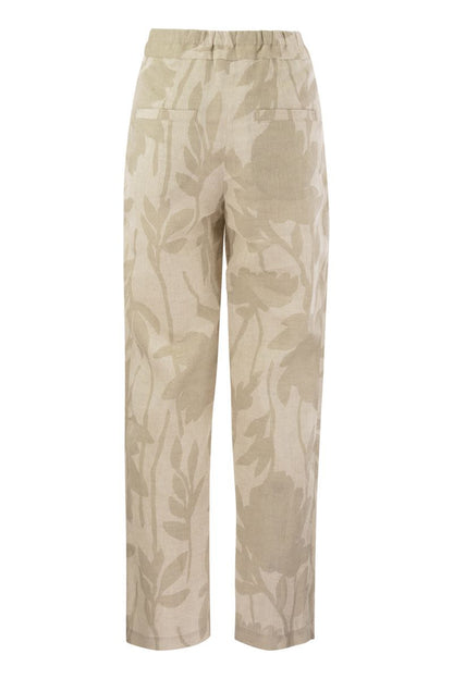 Ramage Print Linen Slouchy Trousers