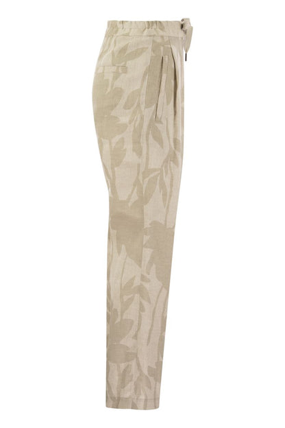 Ramage Print Linen Slouchy Trousers